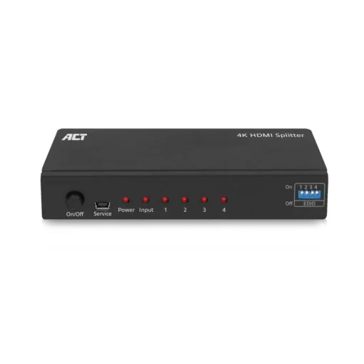 HDMI Сплитер ACT AC7831 1 вход 4 изхода. 4K Черен