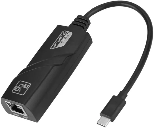 Мрежови адаптер Estillo 10/100/1000 Mbps USB-C 3.1 към RJ45 Черен