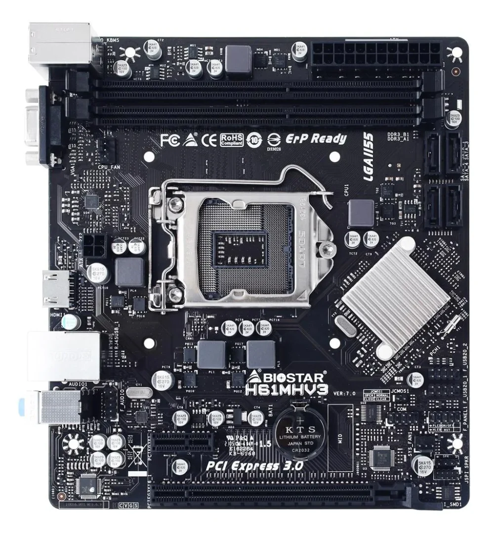 Дънна платка BIOSTAR H61MHV3 Intel H61 sock. 1155 Ver 7.0