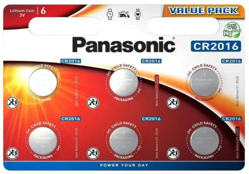 Бутонна батерия литиева PANASONIC CR2016 3V 6 бр. в блистер /цена за 6