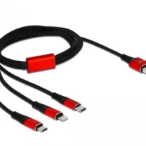 Кабел за зареждане Delock  3 в 1 USB - Lightning/ Micro USB/ USB-C 1м