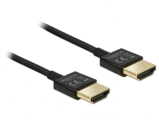 Кабел Delock HDMI-A мъжко - HDMI-A мъжко Ethernet 3D 4K 0.25 м Черен