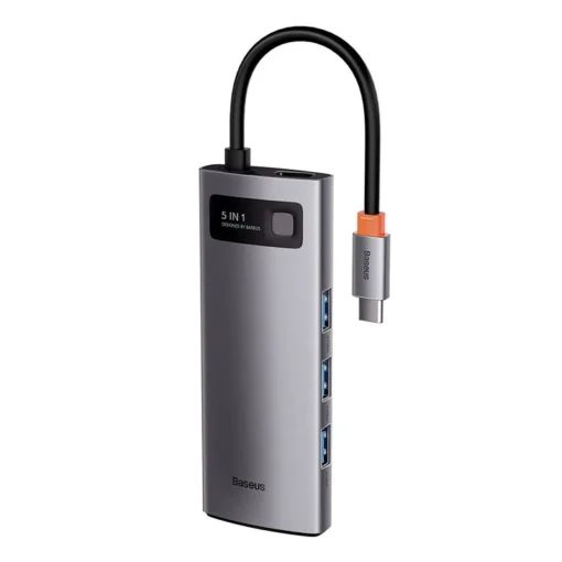 Мултифункционален хъб Baseus Metal Gleam Series 5в1 USB-C към 3x USB 3.0 + HDMI + USB-C PD WKWG020013 –