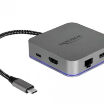 Докинг станция Delock USB-A USB-C HDMI Gigabit LAN PD Подсветка