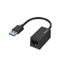 Мрежов адаптер HAMA USB-A мъжко - RJ-45 женско Gigabit Черен