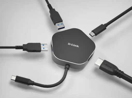 USB хъб D-Link DUB-M420 4-in-1 USB-C с HDMI и Power Delivery черен