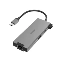 5-портов хъб USB-C HAMA Multiport 2 x USB-A 1 x USB-C 1 x HDMI 1х LAN Сив