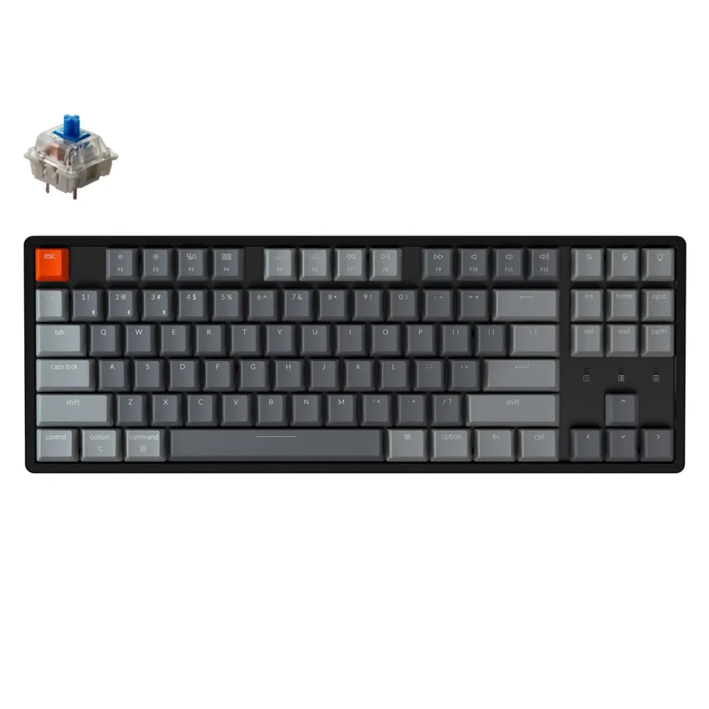 Геймърска Механична клавиатура Keychron K8 Aluminum TKL Gateron Blue Switch RGB LED Gateron Blue Switch