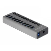 USB хъб Delock 10 x USB-A 1 x USB-B 5 Gbps Превключвател LED индикатор