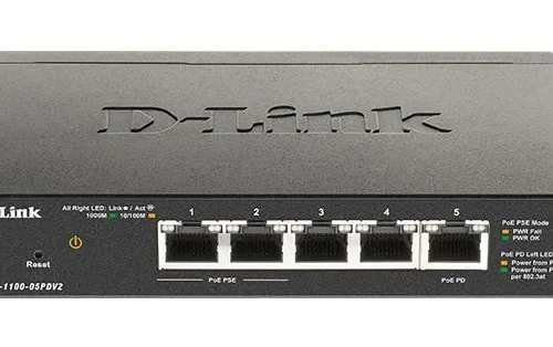 Суич D-Link DGS-1100-05PDV2 5 портов 10/100/1000 Gigabit Smart SwitchPoE