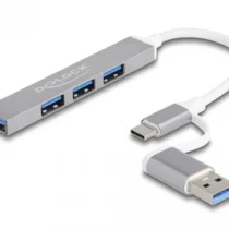 USB хъб Delock USB-C / USB-A - 3 x USB-A 2.0 + 1 x USB-A 5 Gbps