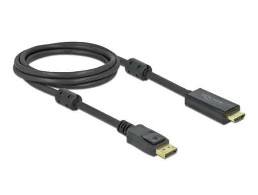 Кабел Delock DisplayPort мъжко - HDMI мъжко 2 м. 4K 60Hz Черен