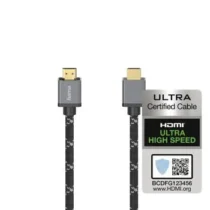 Кабел HAMA Ultra HD HDMI мъжко - HDMI мъжко 8K 48GB/sметал 3 м Позл. конектори Ethernet