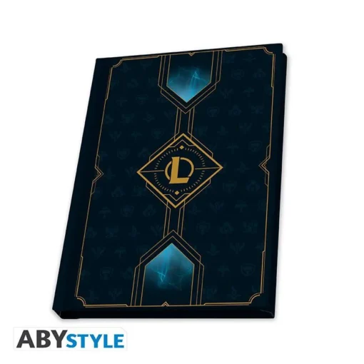 Комплект ABYSTYLE LEAGUE OF LEGENDS – Pck XXL glass + Pin + Notebook “Hextech logo”