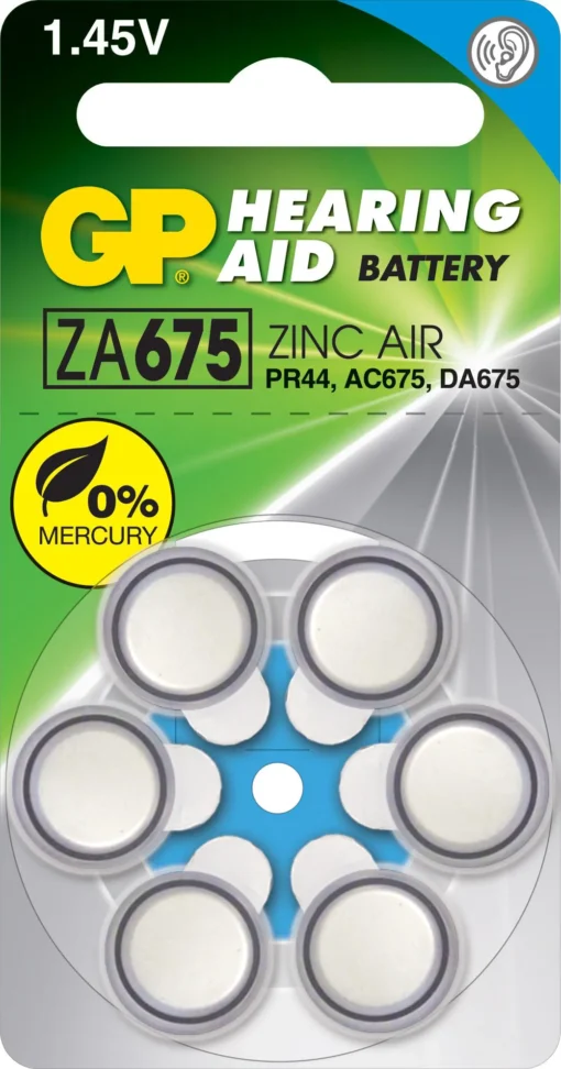 Батерия цинково въздушна GP ZA675 6 бр. бутонни за слухов апарат в