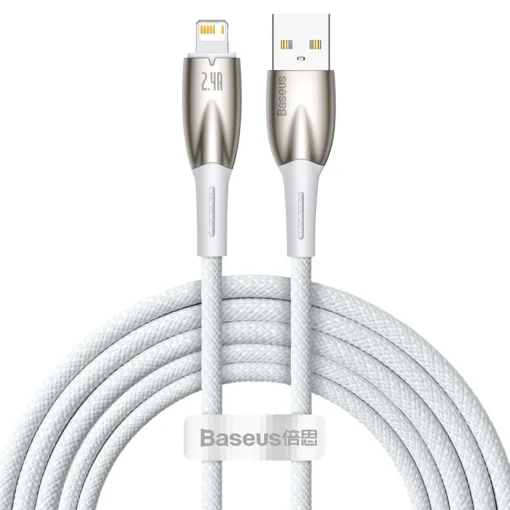 Кабел Baseus Glimmer Series USB-A - Lightning 480Mb/s 2.4A 2м CADH000302 - бял