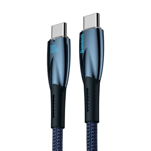 Кабел Baseus Glimmer fast charging USB-C 100W 2м – син