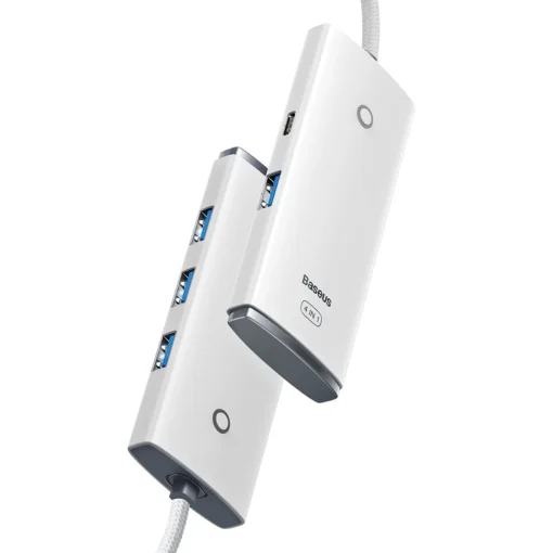 USB хъб Baseus WKQX030102 USB-A Lite series 4в1 – бял
