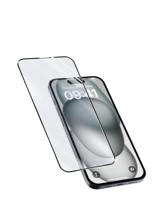 Черен закален протектор Capsule за iPhone 15 Plus/15 Pro