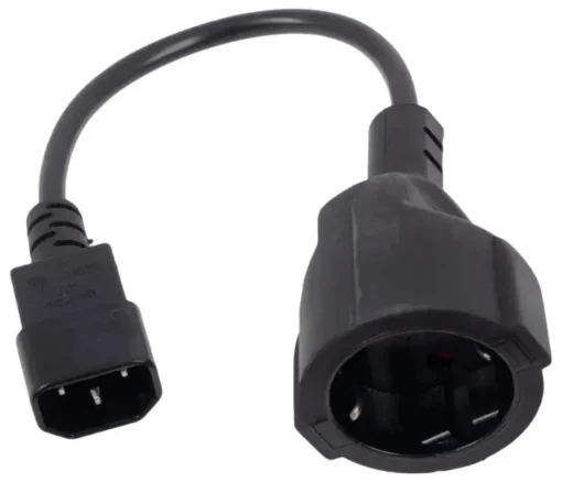 VCom захранващ кабел Cable Power Ext IEC 320 C14 / SCHUKO F 0.2m 16A Black –