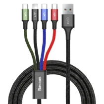 Kабел Baseus 4 в 1 USB-A към Lightning / USB Type C / 2x micro USB  3.5A 1.2м черен