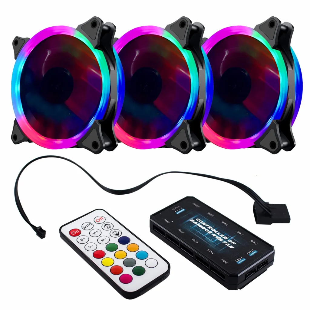 Makki комплект вентилатори FAN SET 3 x Fan 120mm RGB 2 rings controller remote