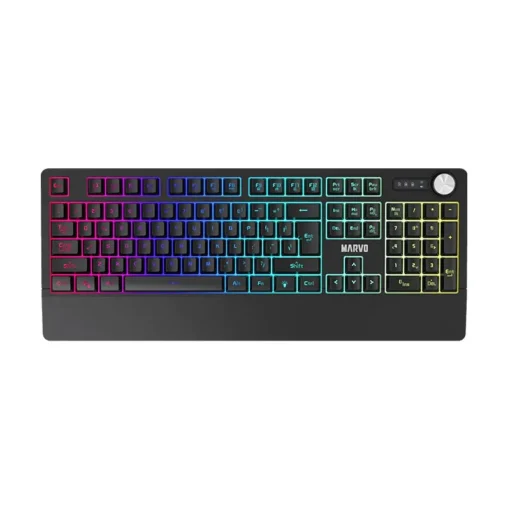 Marvo геймърска клавиатура Gaming Keyboard K660 - Wrist support 104 keys Anti-ghosting RGB