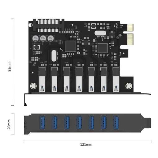 Orico карта PCI-E card 7 x USB3.0 port 5Gbps – PVU3-7U-V1