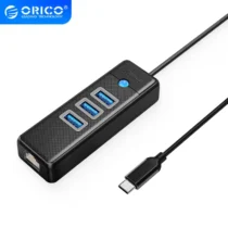 Orico хъб HUB USB3.1 3 port + LAN 1000M - PW3UR-C3-015-BK