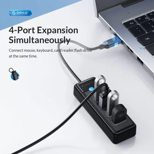 Orico хъб HUB USB3.1 Type-C 4 port – 4 x USB3.0 Black –