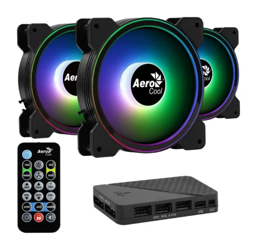 AeroCool комплект вентилатори Fan Pack 3-in-1 3x120mm - Saturn 12F ARGB Pro - Addressable RGB with Hub Remote -