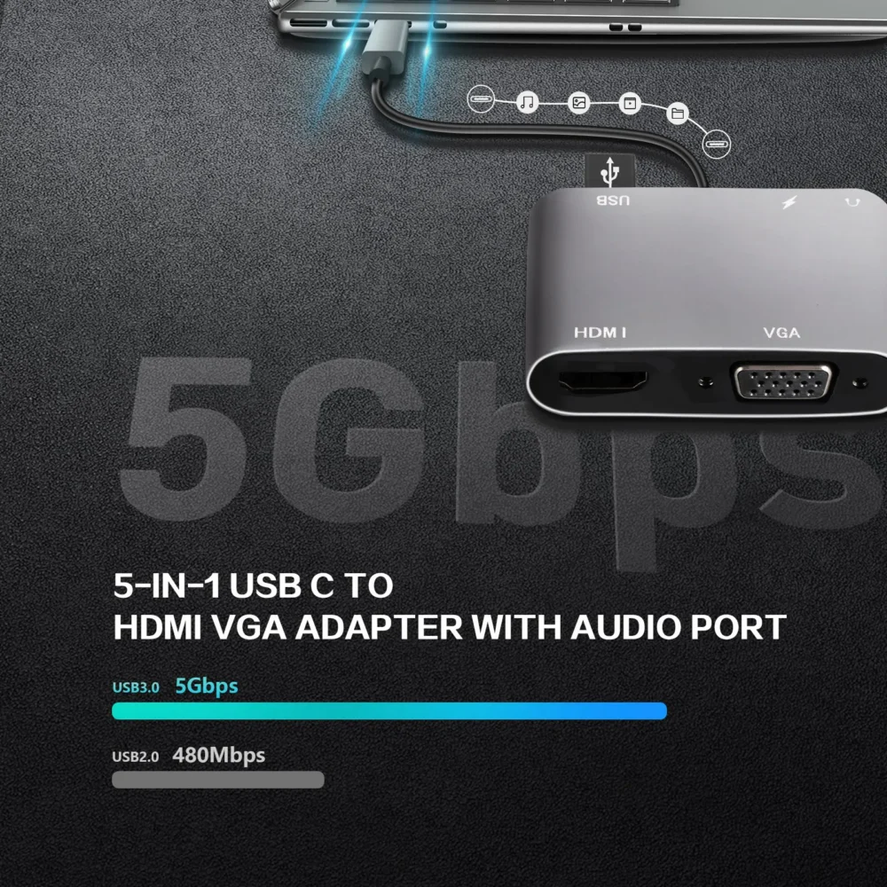 VCom докинг станция Docking Station Type-C Power Distribution 3.0 100W - HDMI Type-C x 1 USB3.0 -