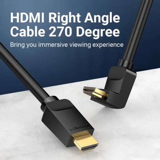 Vention Кабел HDMI Right Angle 270 Degree v2.0 M / M 4K/60Hz Gold – 1.5M Black –