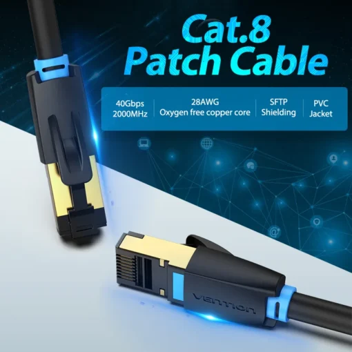 Vention Кабел LAN SFTP Cat.8 Patch Cable – 1.5M Black 40Gbps –