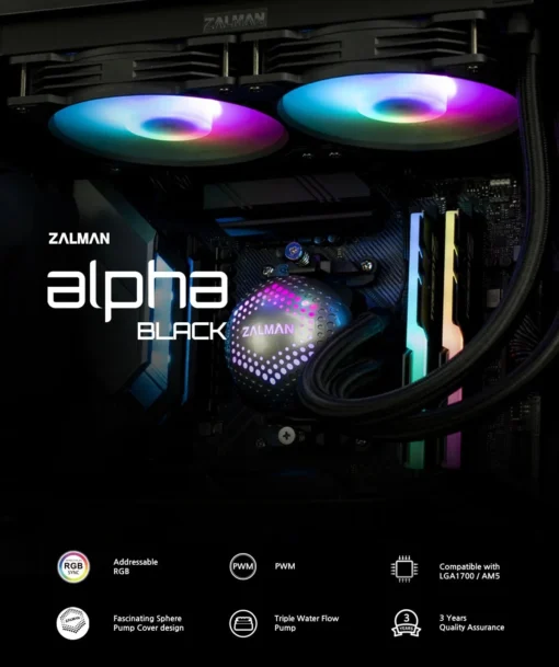 Zalman водно охлаждане Water Cooling ALPHA 36 BLACK – Addressable RGB –