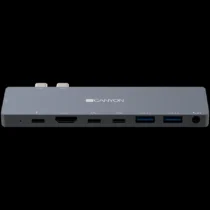 USB хъб CANYON DS-8 Multiport Docking Station with 8 port 1*Type C PD100W+2*Type C data+2*HDMI+2*USB3.0+1*Audio. Input 1