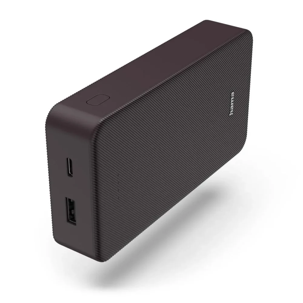 HAMA Външна батерия "Colour 20" 20000 mAh 2 изхода: USB-C USB-A тъмно