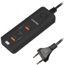 Зарядно за мобилен телефон CANYON H-10 Wall charger. CNE-CHA10B Input: 100-240V~50/60Hz 1.0A Max Output1/Output2: DC USB