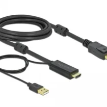 Кабел Delock HDMI мъжко - DisplayPort USB мъжко 4K 30 Hz 3 м Черен
