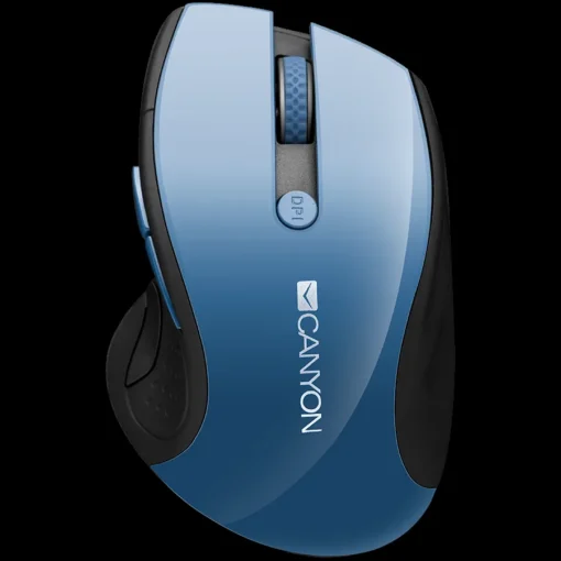 Безжична мишка CANYON 2.4Ghz wireless mouse optical tracking - blue LED 6 buttons DPI 1000/1200/1600 Blue Gray pearl