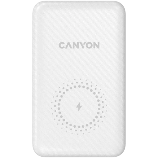 Външна батерия CANYON power bank PB-1001 10000 mAh PD 18W QC 3.0 Wireless 10W White