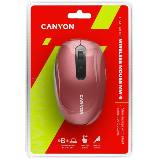Безжична мишка CANYON mouse MW-9 Dual-mode Wireless Red