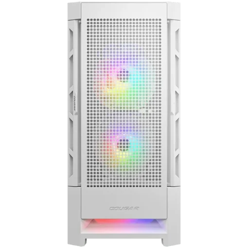 Кутия за компютър COUGAR Airface RGB White Mid Tower 2x 140 1x120 ARGB Fans RGB Button 4mm Tempered Glass Mini ITX / Mic