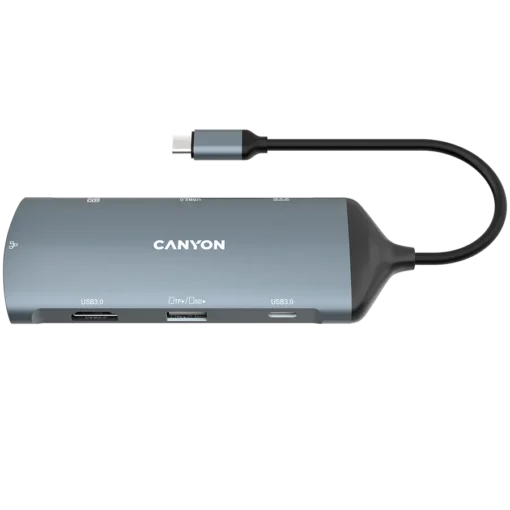 USB хъб CANYON hub DS-15 8in1 4k USB-C Dark Grey