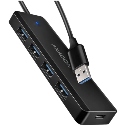 USB хъб AXAGON HUE-C1A 4x USB3.2 Gen 1 Travel hub USB-C power IN w. 20cm Type-A cable