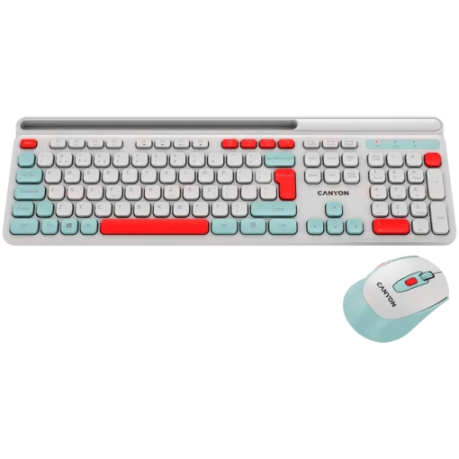 Клавиатура CANYON HSET-W5 Keyboard+Mouse AAA+AA Wireless White