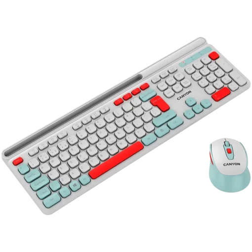 Клавиатура CANYON HSET-W5 Keyboard+Mouse AAA+AA Wireless White
