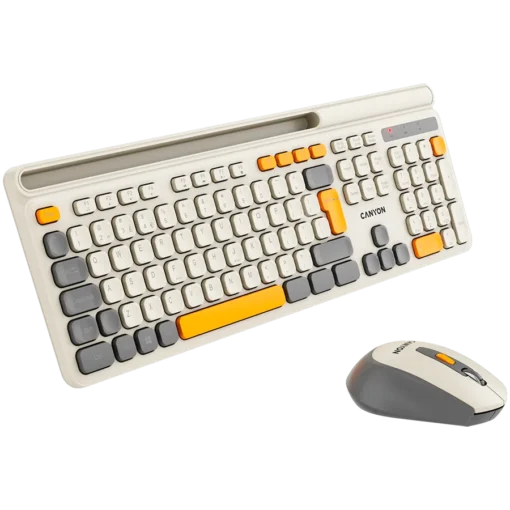 Клавиатура CANYON HSET-W5 Keyboard+Mouse AAA+AA Wireless Beige