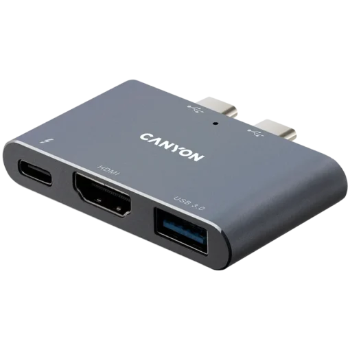 USB хъб CANYON hub DS-1 3in1 Thunderbolt 3 Space Grey