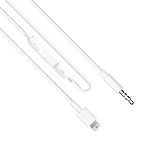 кабел за мобилен телефон Аудио кабел Earldom ET-AUX42 3.5mm към Lightning 1.0м Бял -